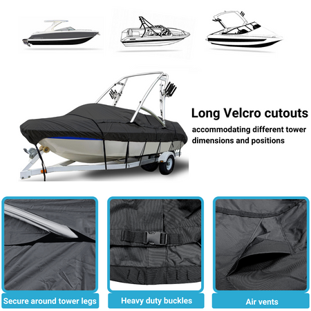 Wakeboard Tower Boat Cover Velcro cutout
