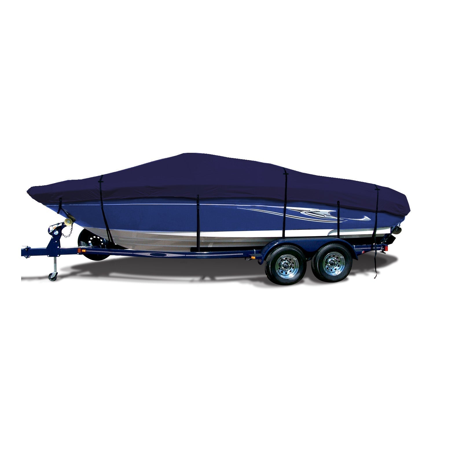 Elite ProShield™ 600D Navy Boat Cover on a white background