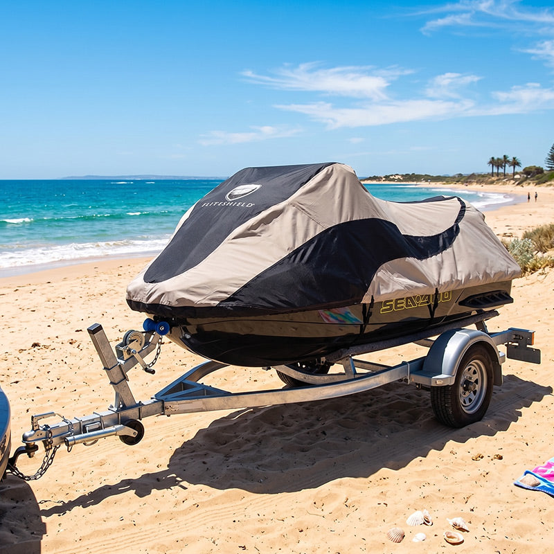 jet ski cover made from UV-treated, solution-dyed 600D marine polyester